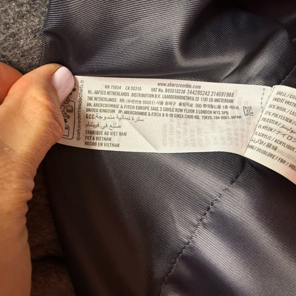 Abercrombie and Fitch Wool Blend Taylored Top Coat Gray Small - Picture 8 of 9